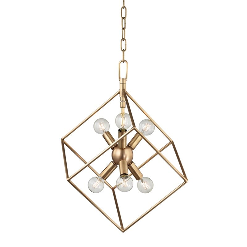 Hudson Valley Roundout 6-Light 21" Pendant Light in Aged Brass