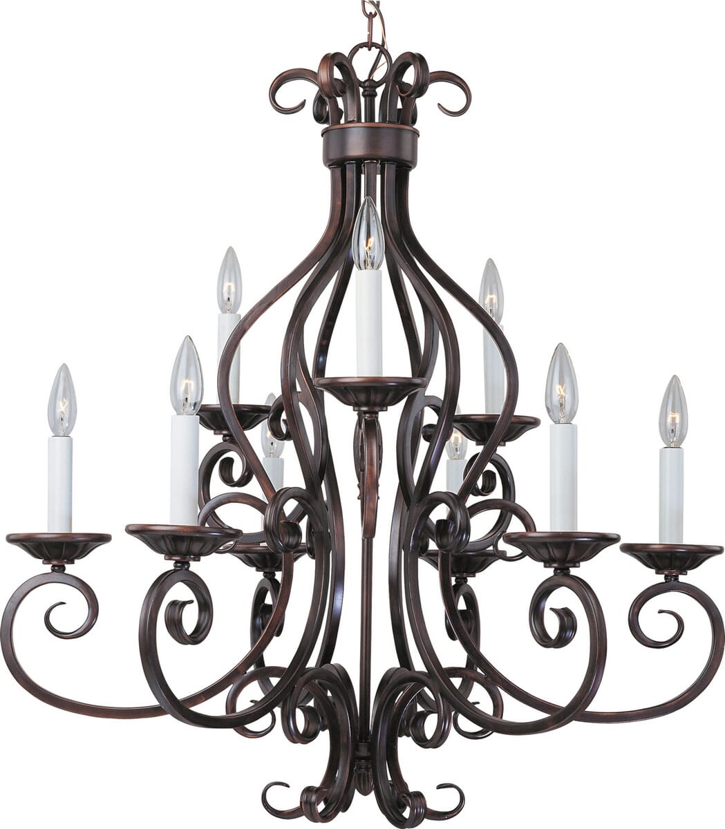 Maxim Manor 29" 9-Light Multi-Tier Chandelier in Oil Rubbed Bronze