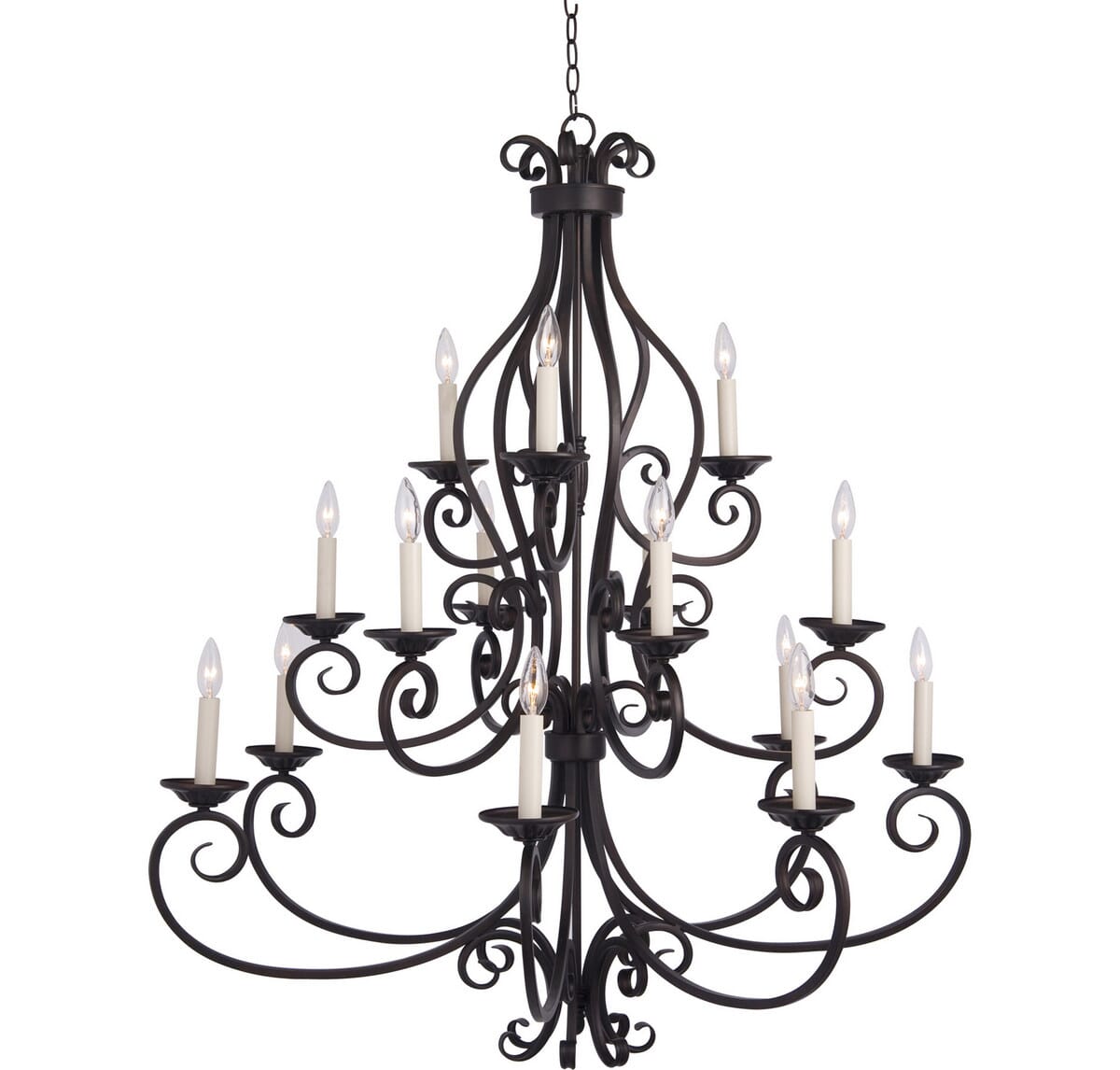 Maxim Manor 13" 15-Light Multi-Tier Chandelier in Oil Rubbed Bronze