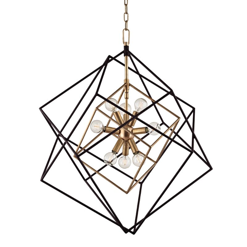 Hudson Valley Roundout 9-Light 31" Pendant Light in Aged Brass