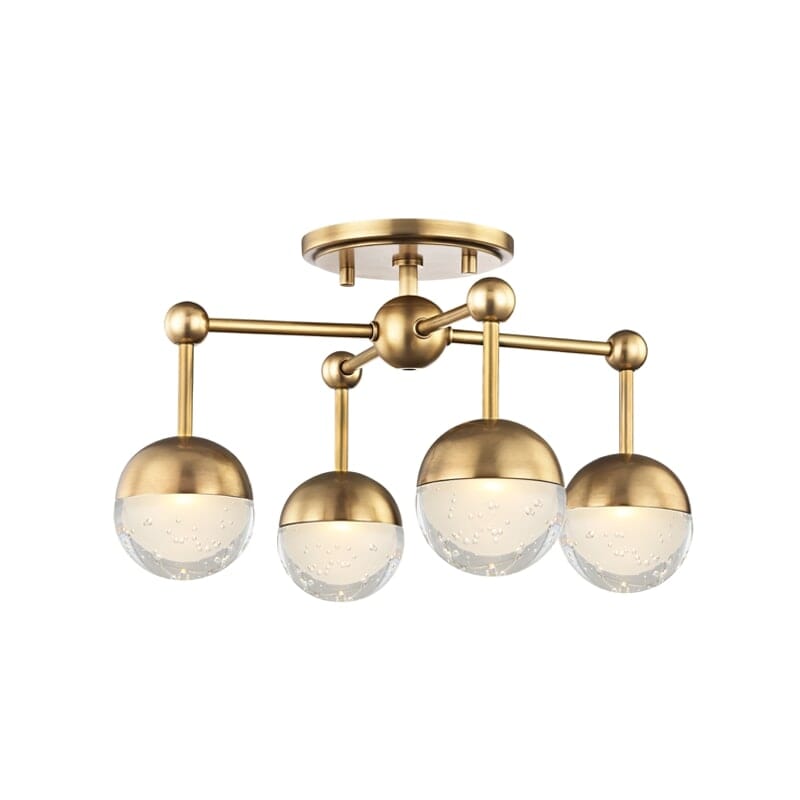 Hudson Valley Boca 4-Light 10" Ceiling Light in Aged Brass