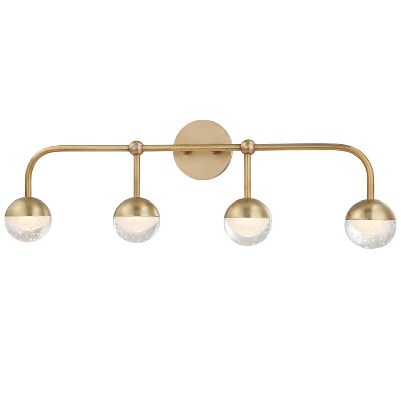 Hudson Valley Boca 4-Light 30" Bathroom Vanity Light in Aged Brass