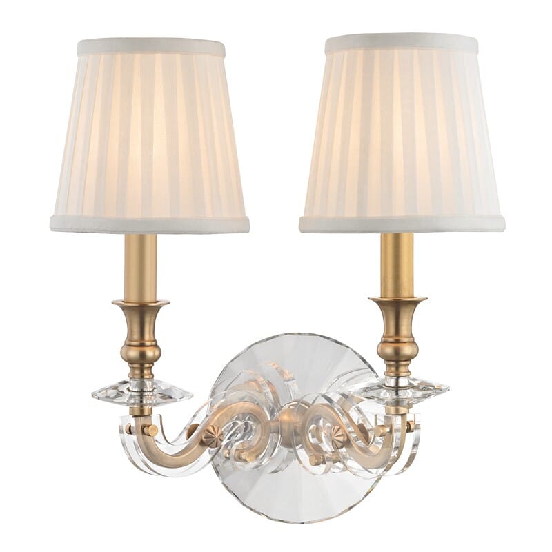 Hudson Valley Lapeer 2-Light 14" Wall Sconce in Aged Brass