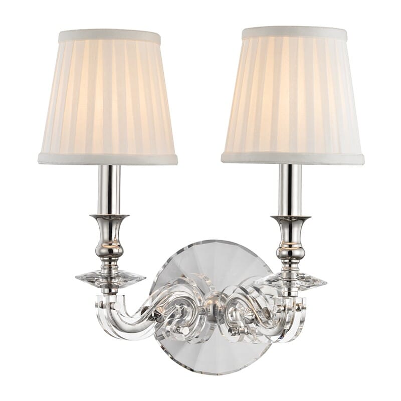 Hudson Valley Lapeer 2-Light 14" Wall Sconce in Polished Nickel