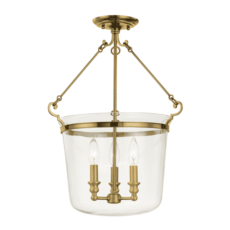 Hudson Valley Quinton 3-Light Ceiling Light in Aged Brass