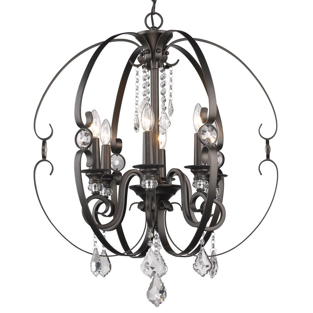 Golden Ella 6-Light Chandelier in Brushed Etruscan Bronze