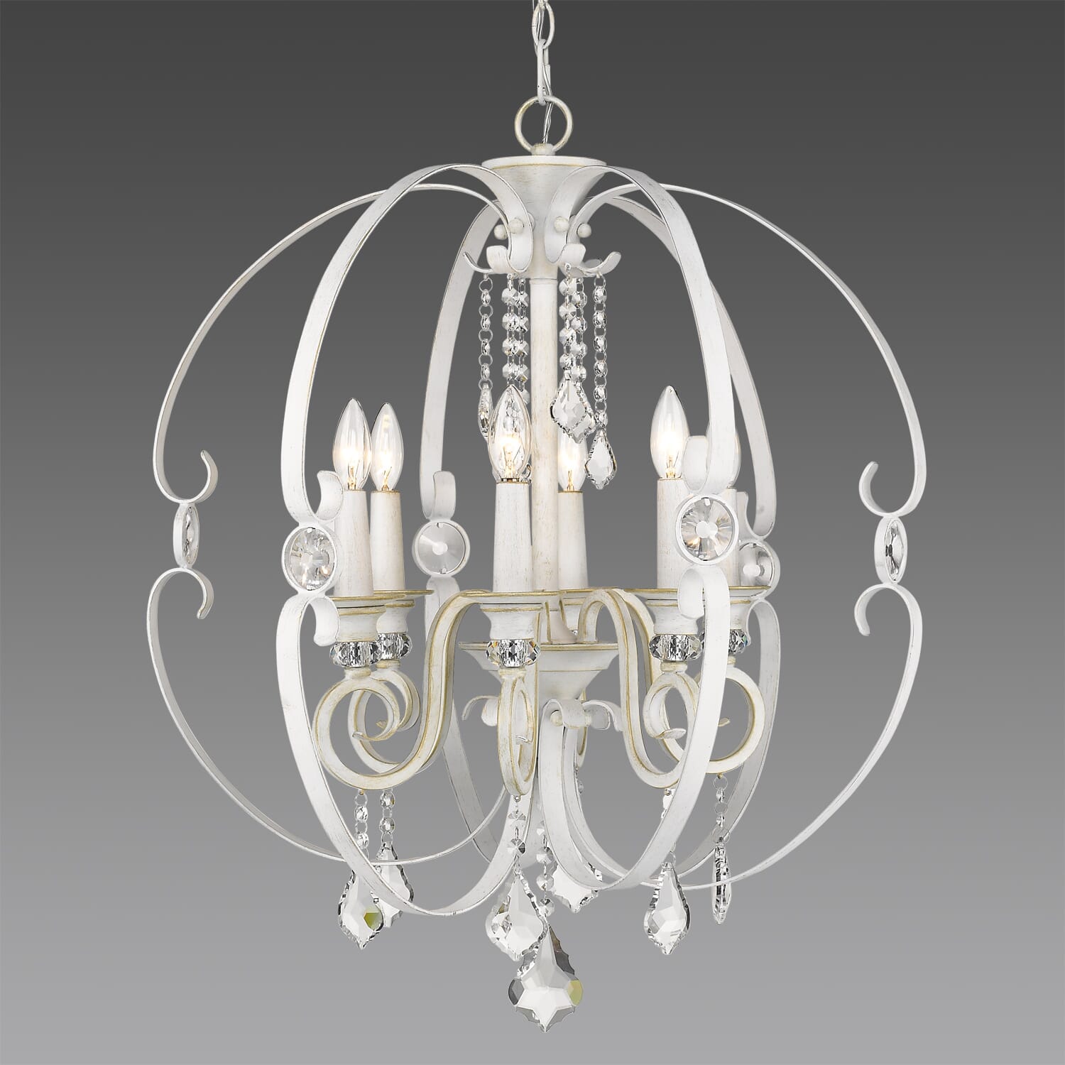 Golden Ella 6-Light Chandelier in French White