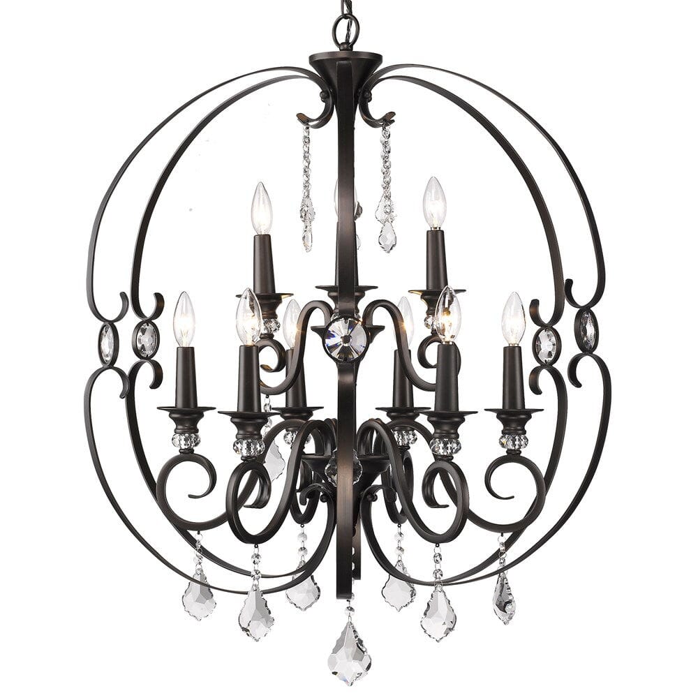 Golden Ella 9-Light Chandelier in Brushed Etruscan Bronze