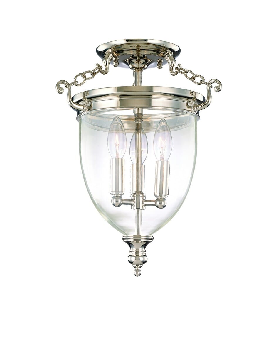 Hudson Valley Hanover 3-Light Ceiling Light in Polished Nickel