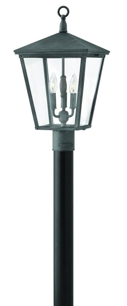 Hinkley Trellis 3-Light Outdoor Post Top Pier Mount in Aged Zinc