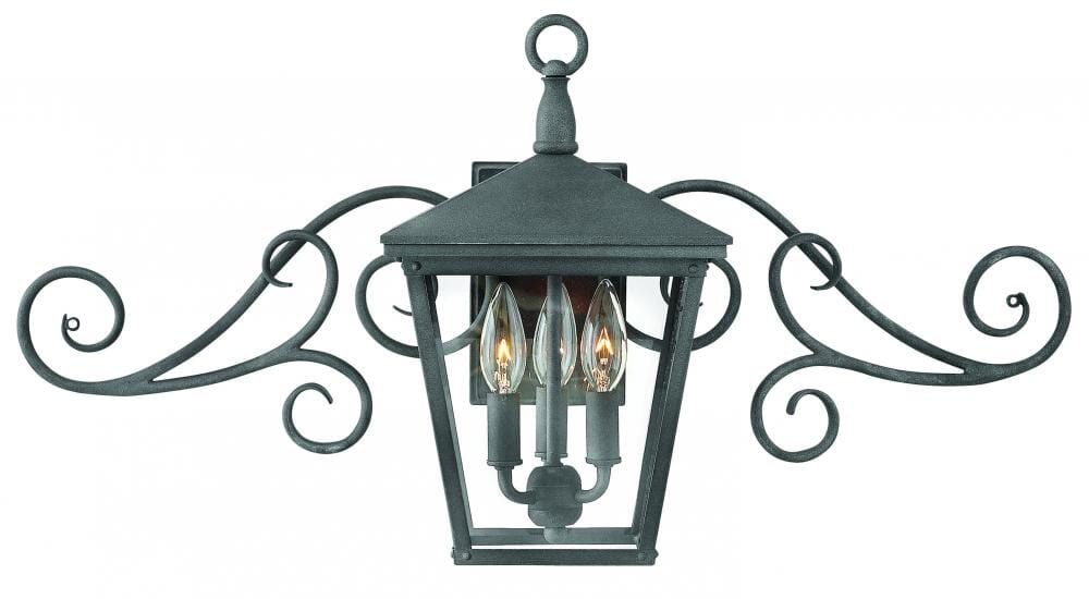 Hinkley Trellis 3-Light Outdoor Small Wall Mount in Aged Zinc