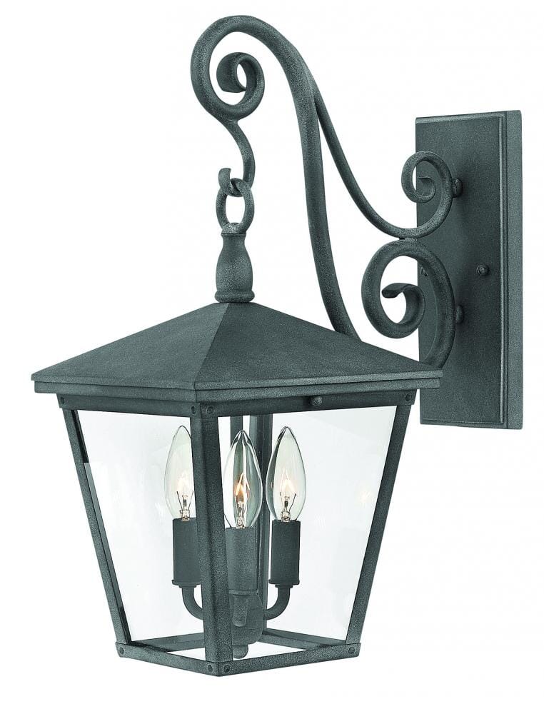 Hinkley Trellis 3-Light Outdoor Medium Wall Mount in Aged Zinc