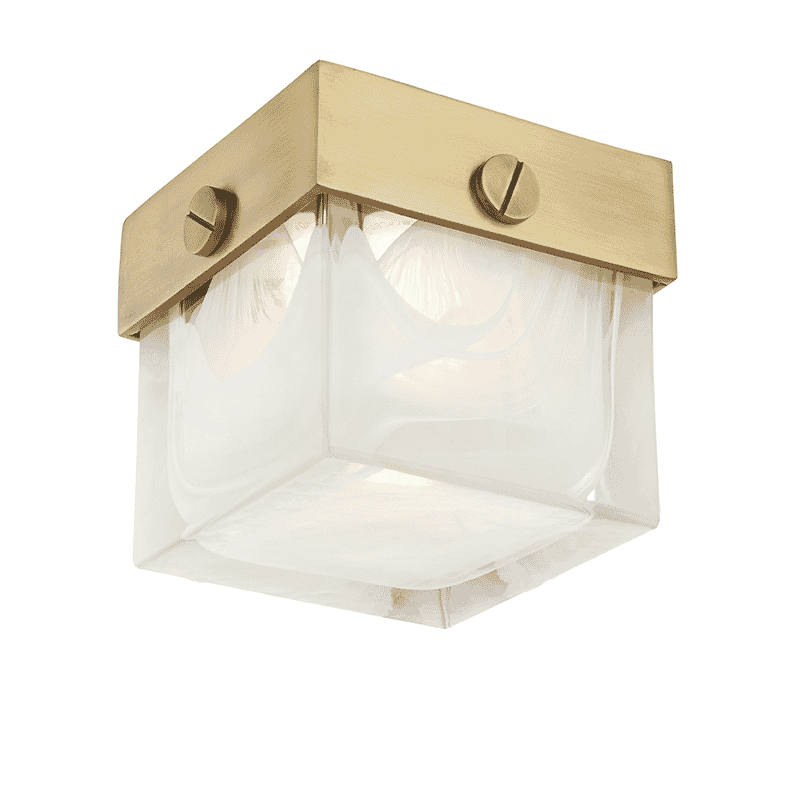 Hudson Valley Petty Square Ceiling Light in Aged Brass