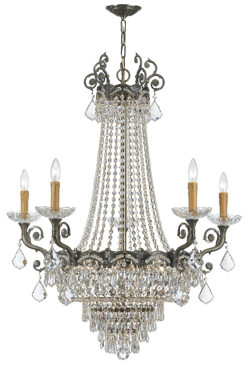 Crystorama Majestic 13-Light 38" Traditional Chandelier in Historic Brass with Clear Hand Cut Crystals