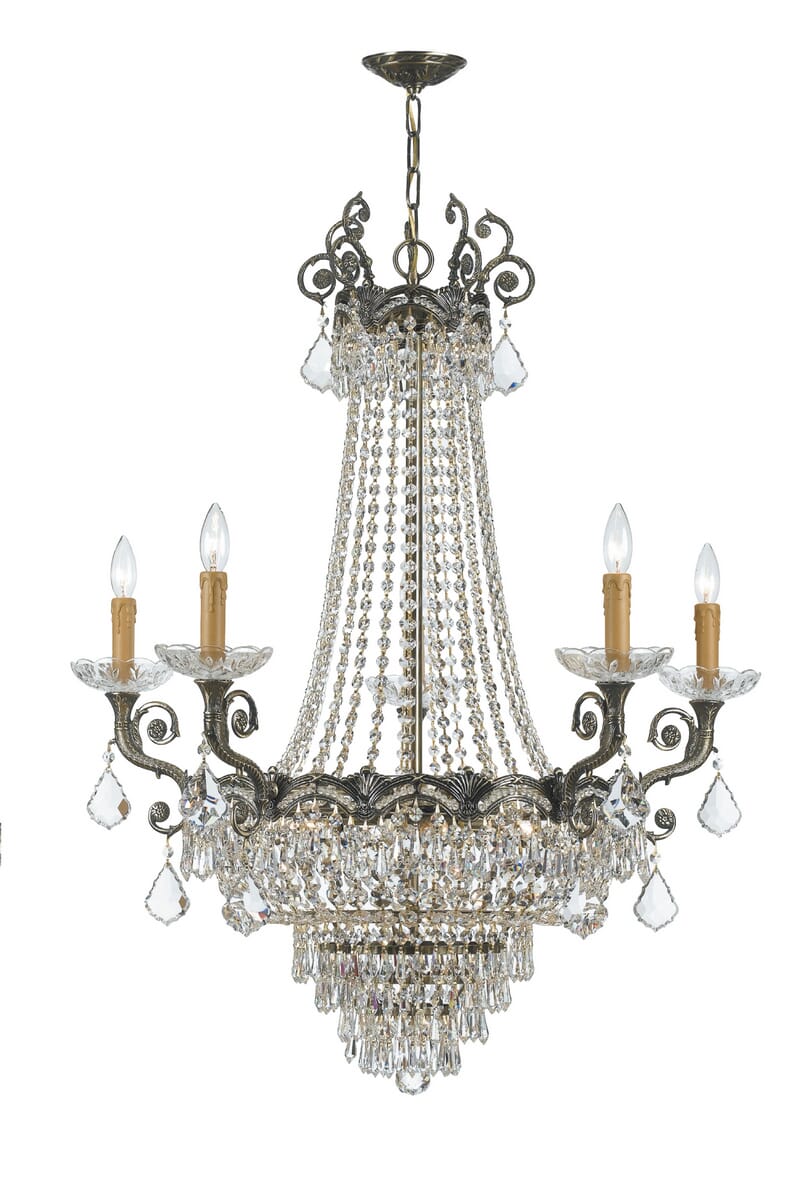 Crystorama Majestic 13-Light 38" Traditional Chandelier in Historic Brass with Clear Swarovski Strass Crystals