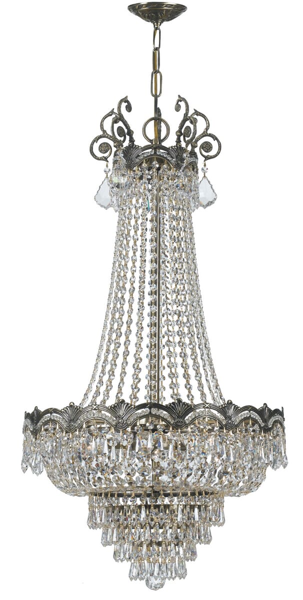 Crystorama Majestic 8-Light 38" Traditional Chandelier in Historic Brass with Clear Hand Cut Crystals