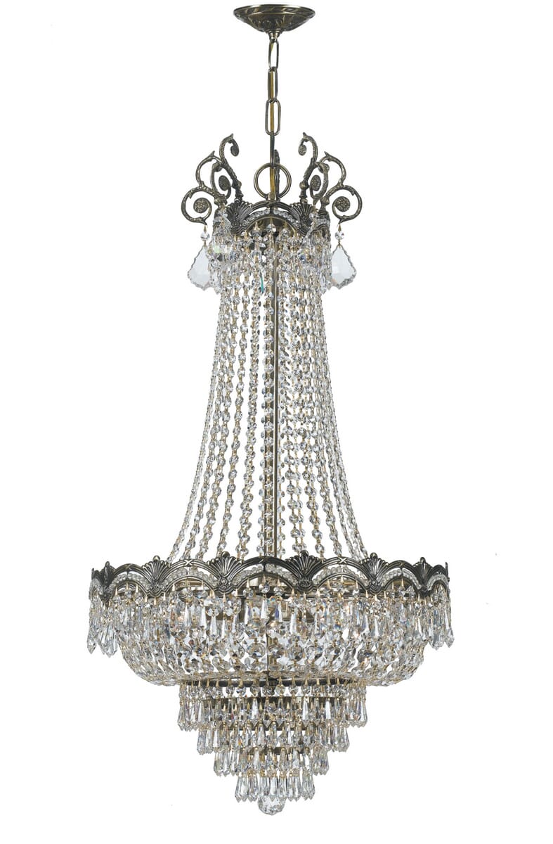 Crystorama Majestic 8-Light 38" Traditional Chandelier in Historic Brass with Clear Swarovski Strass Crystals