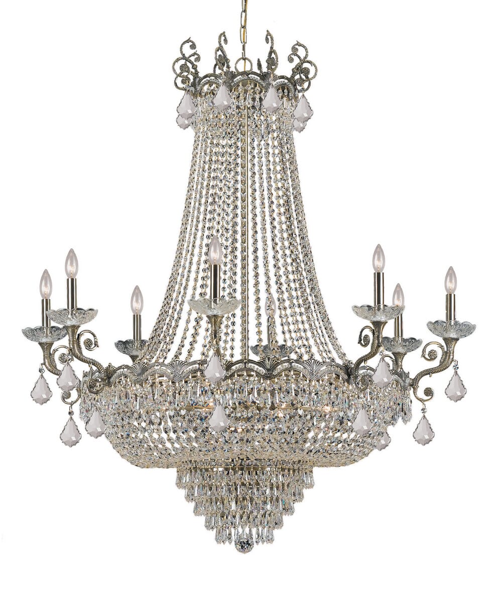 Crystorama Majestic 20-Light 52" Traditional Chandelier in Historic Brass with Clear Swarovski Strass Crystals