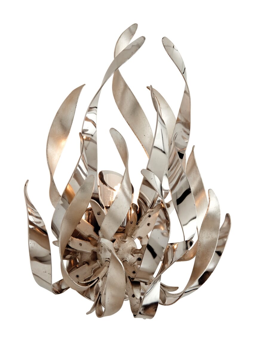 Corbett Graffiti Wall Sconce in Silver Leaf Polished Stainless