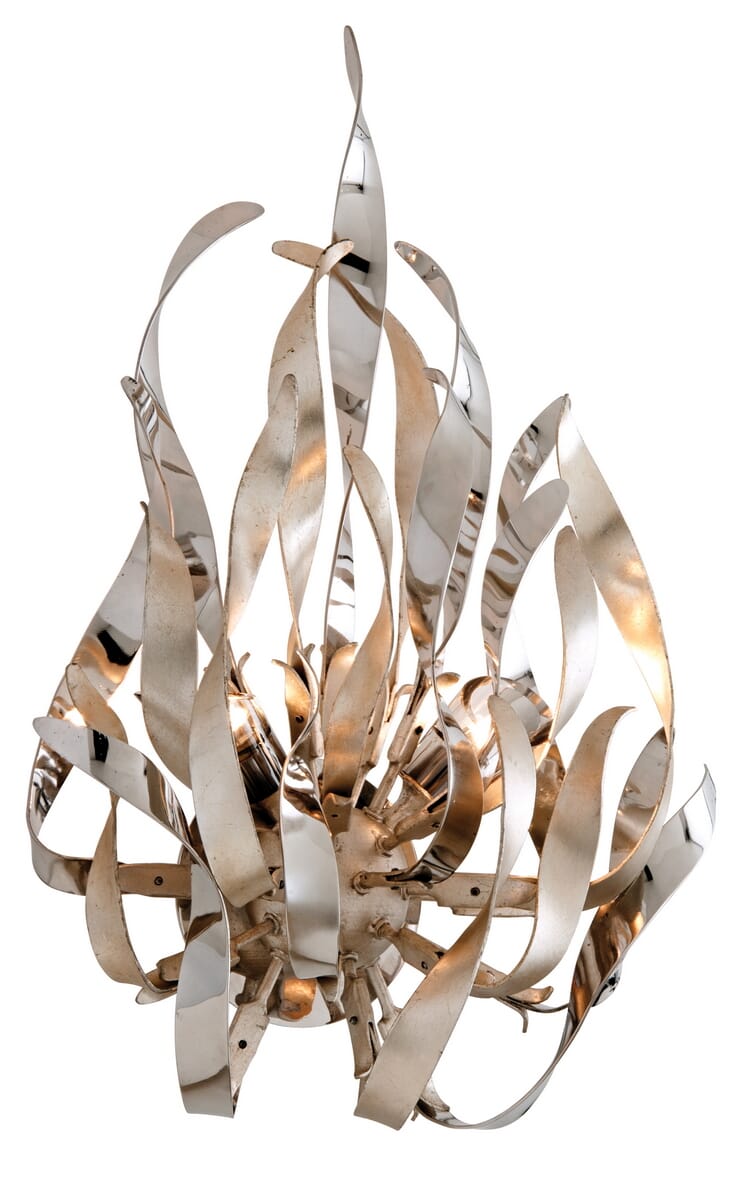 Corbett Graffiti 2-Light Wall Sconce in Silver Leaf Polished Stainless