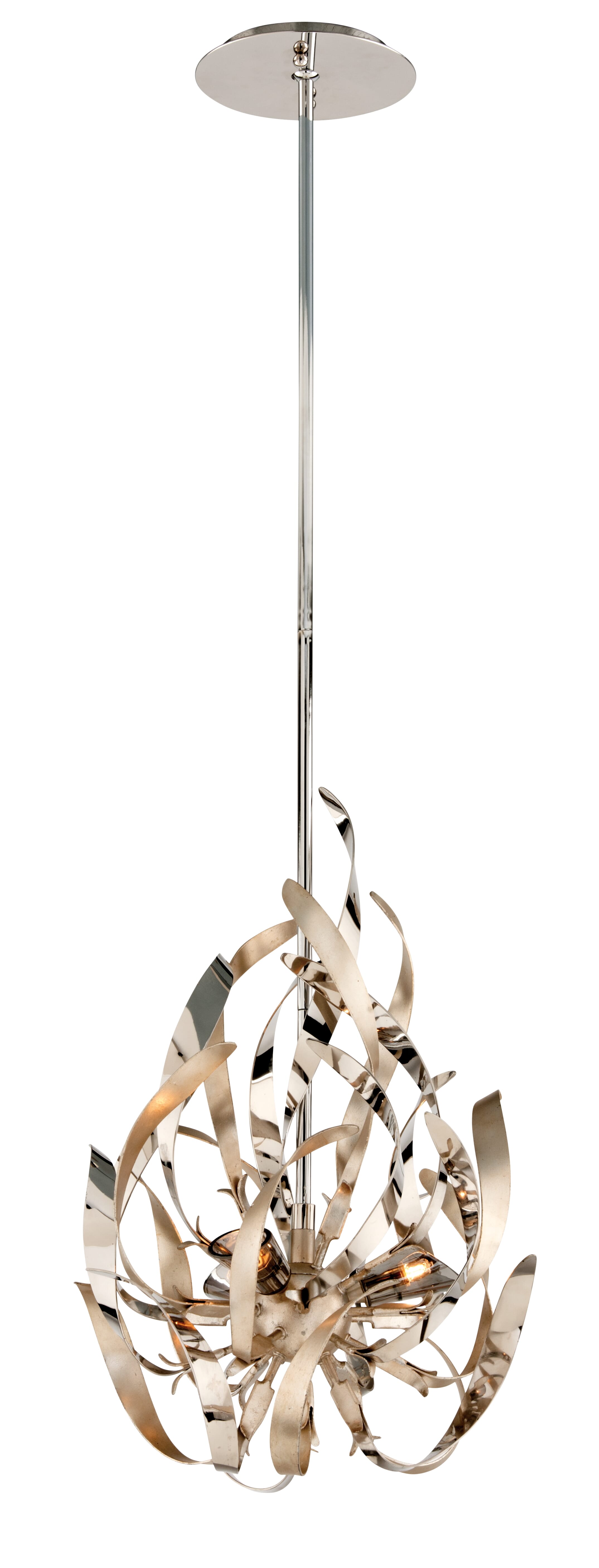 Corbett Graffiti 3-Light Pendant Light in Silver Leaf Polished Stainless