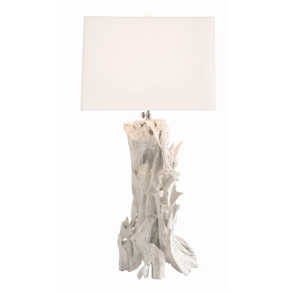 Arteriors Bodega 29.5" Square Linen Shade Table Lamp in White Driftwood