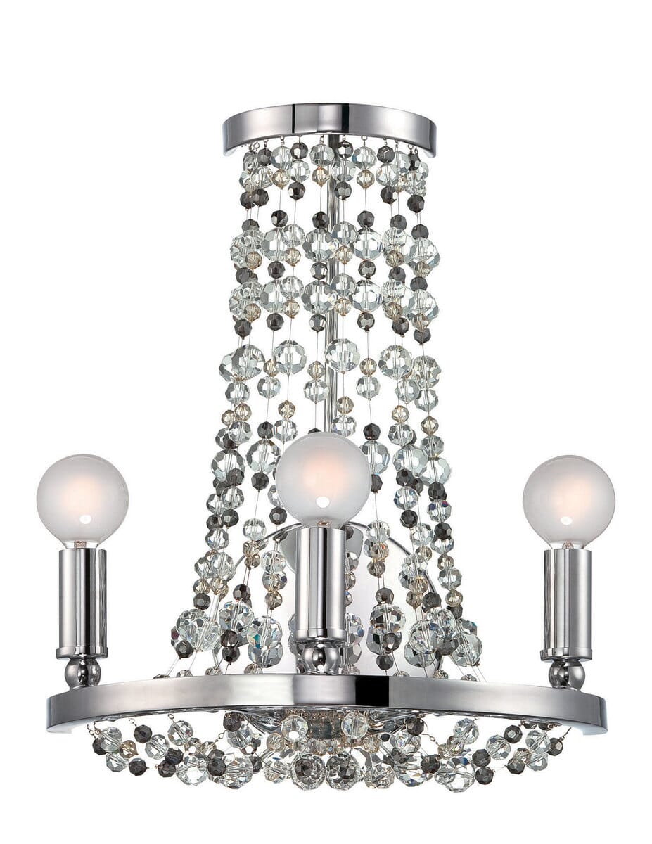 Crystorama Channing 3-Light 13" Wall Sconce in Polished Chrome with Hand Cut Crystal Beads Crystals