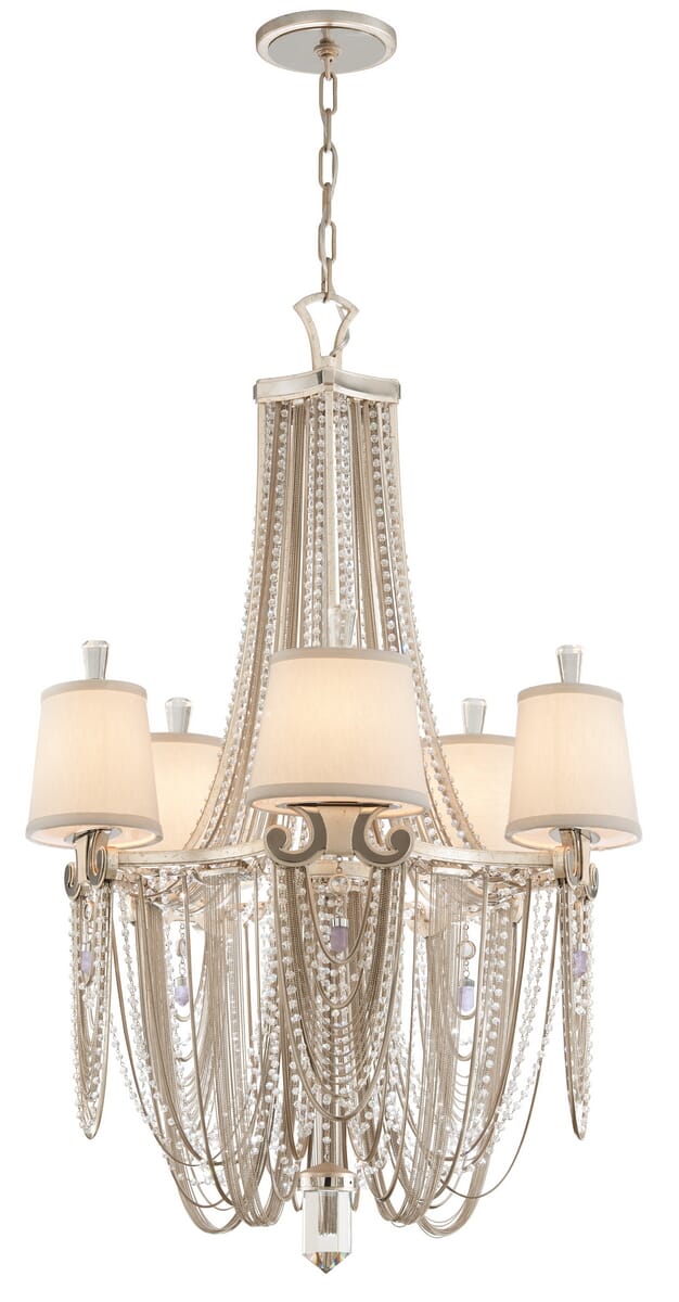 Corbett Flirt 5-Light Transitional Chandelier in Silver Leaf Polished Stainless