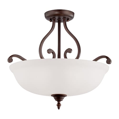 Millennium Lighting Courtney Lakes 3-Light Semi-Flush in Rubbed Bronze