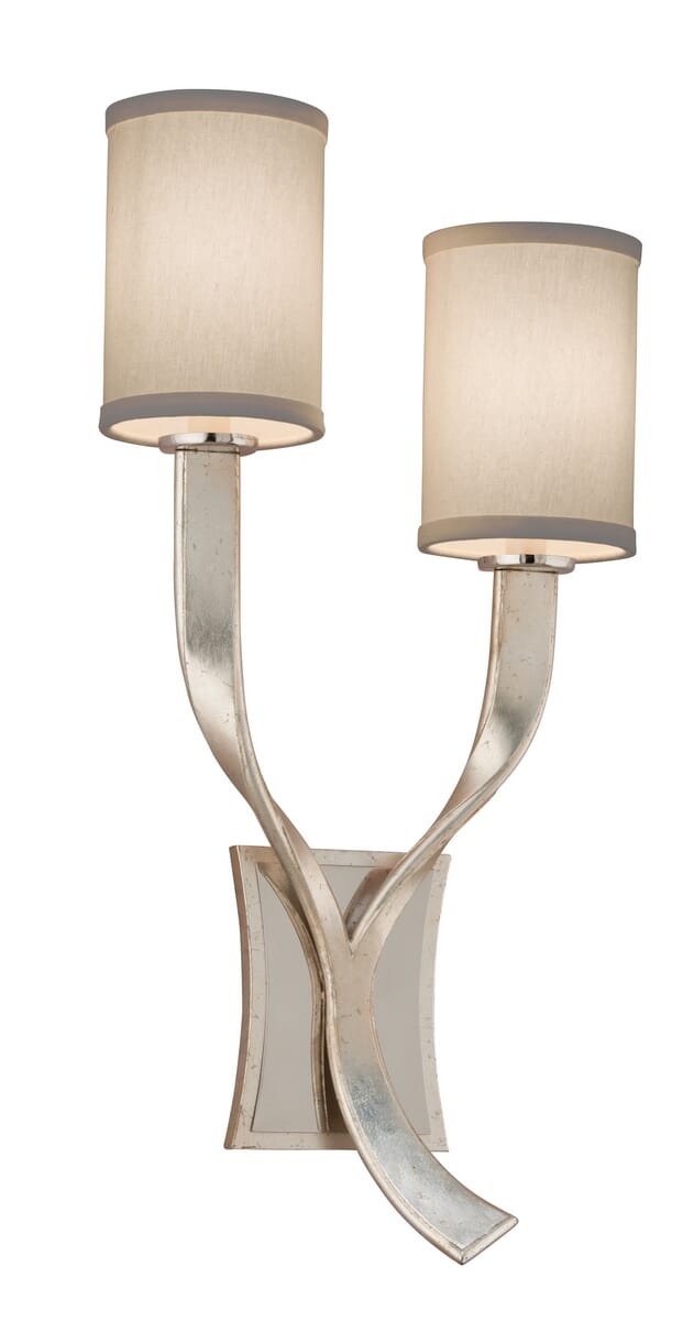 Corbett Roxy 2-Light Wall Sconce in Modern Silver With Polish Stainle