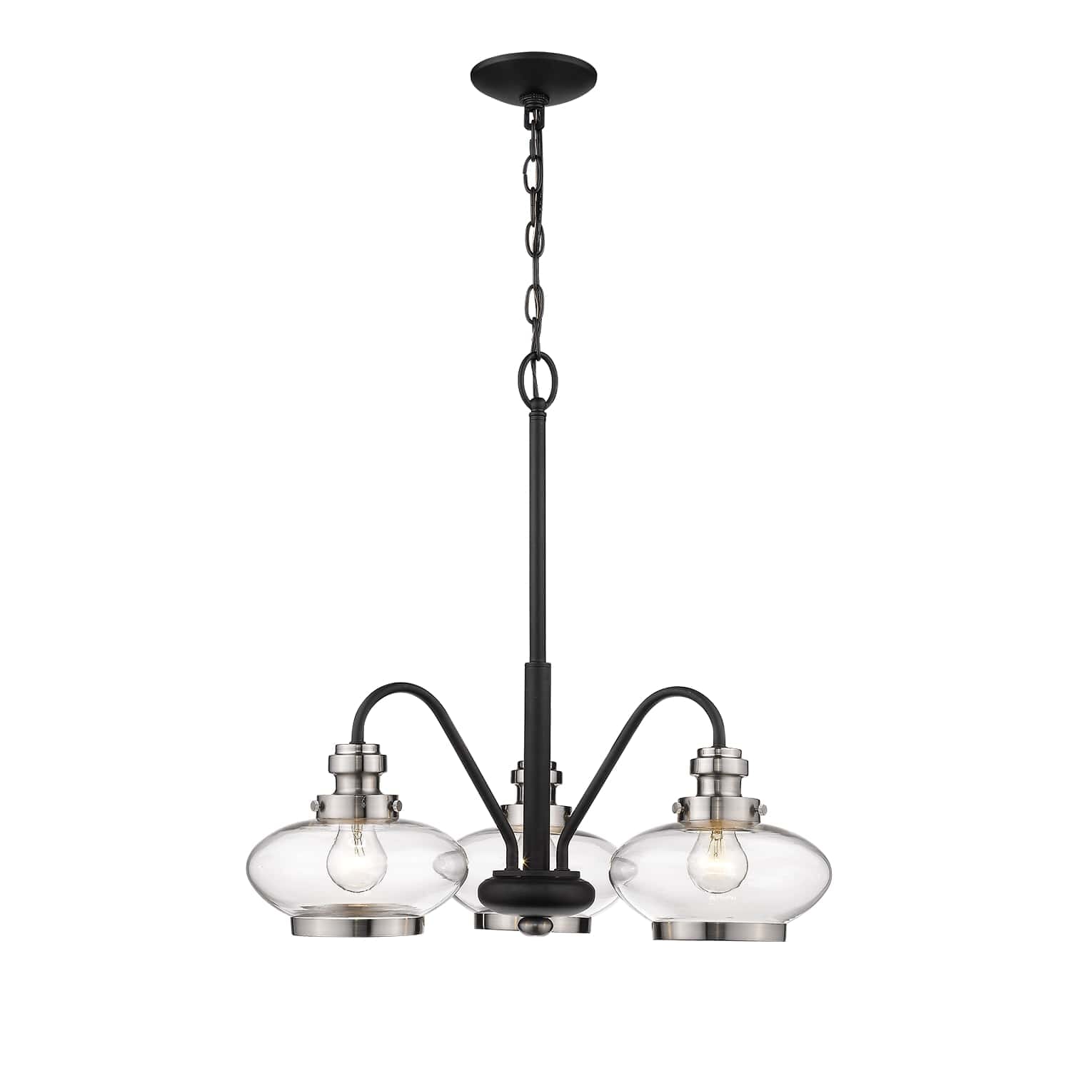 Millennium Lighting 3-Light 22" Dinette Chandelier in Matte Black and Satin Nickel