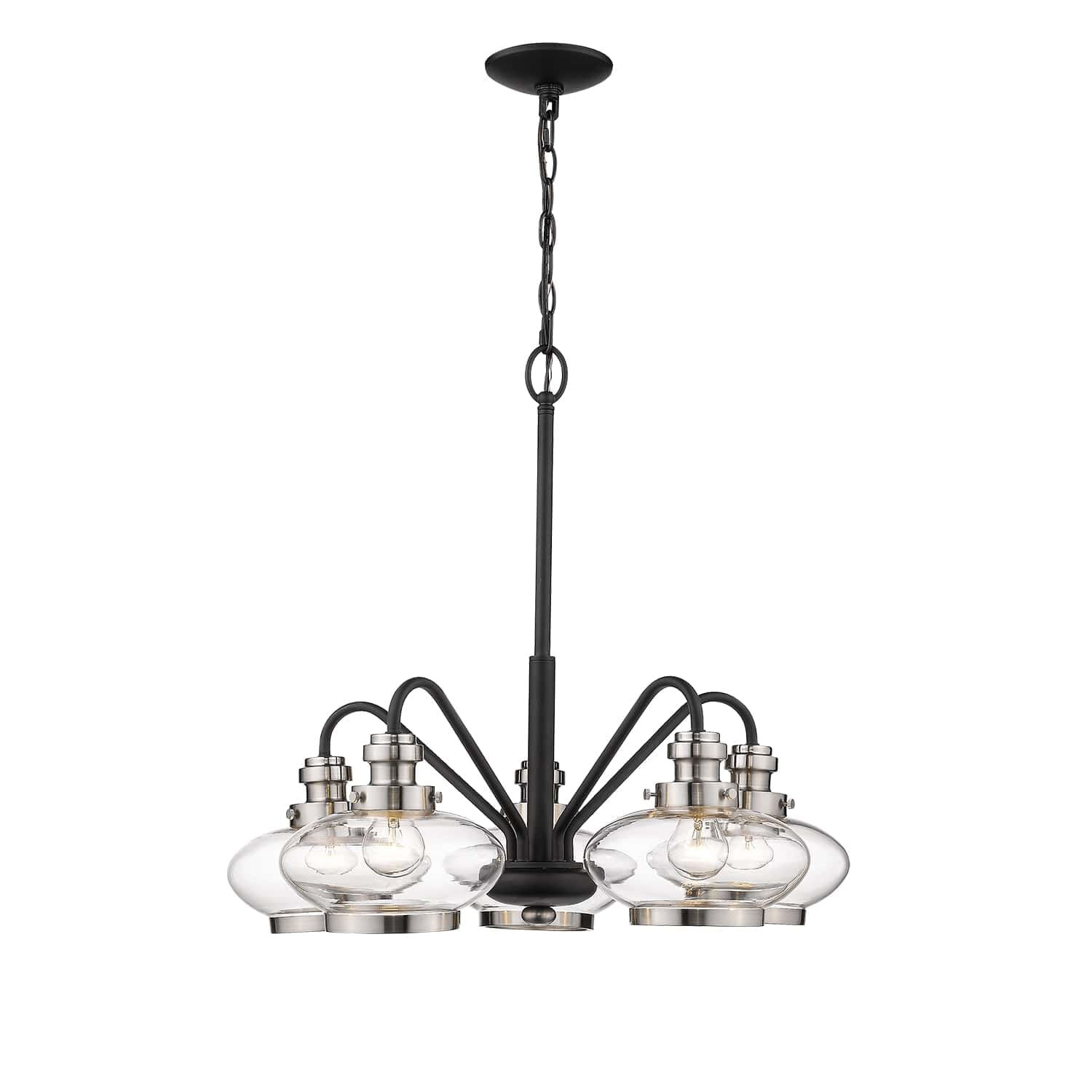 Millennium Lighting 5-Light 25" Chandelier in Matte Black and Satin Nickel