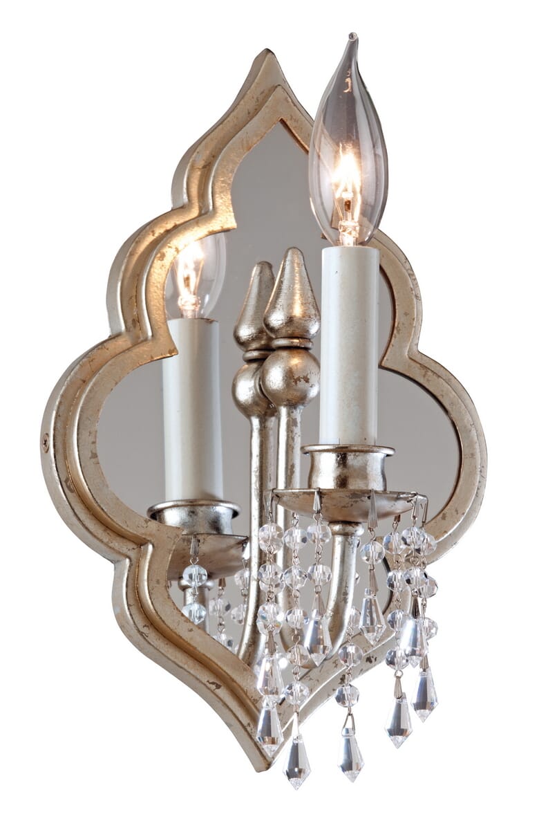 Corbett Bijoux Wall Sconce in Silver Leaf With Antique Mist