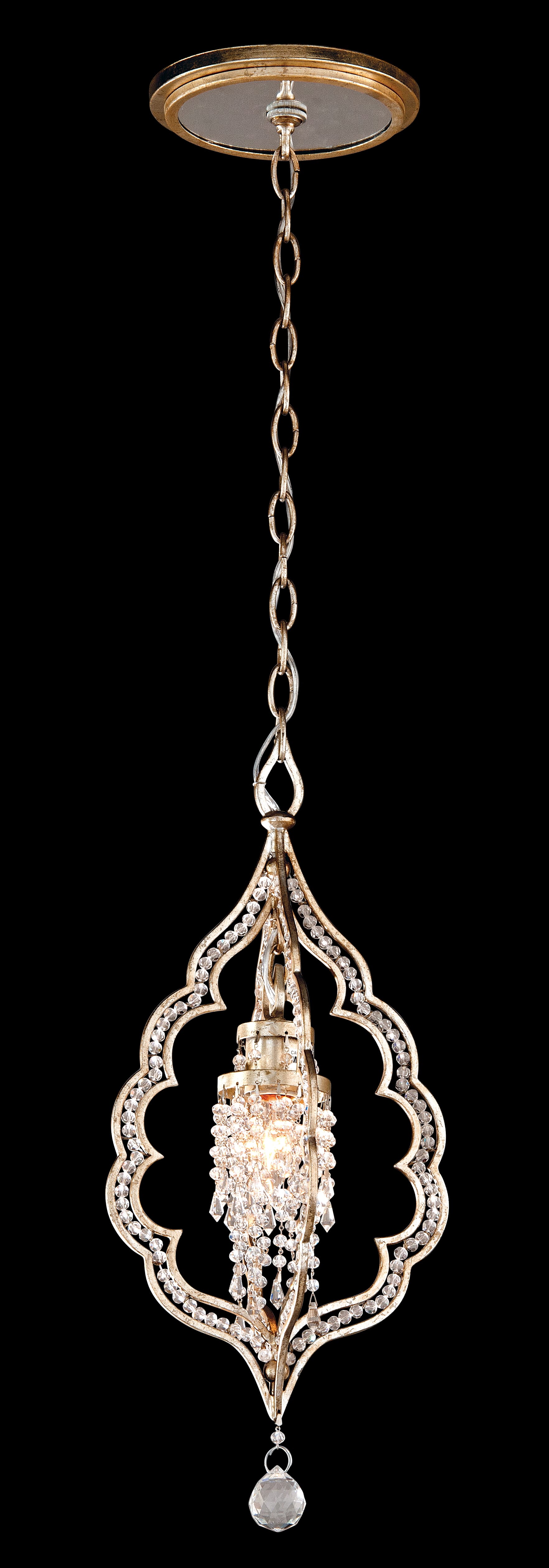 Corbett Bijoux Pendant Light in Silver Leaf With Antique Mist