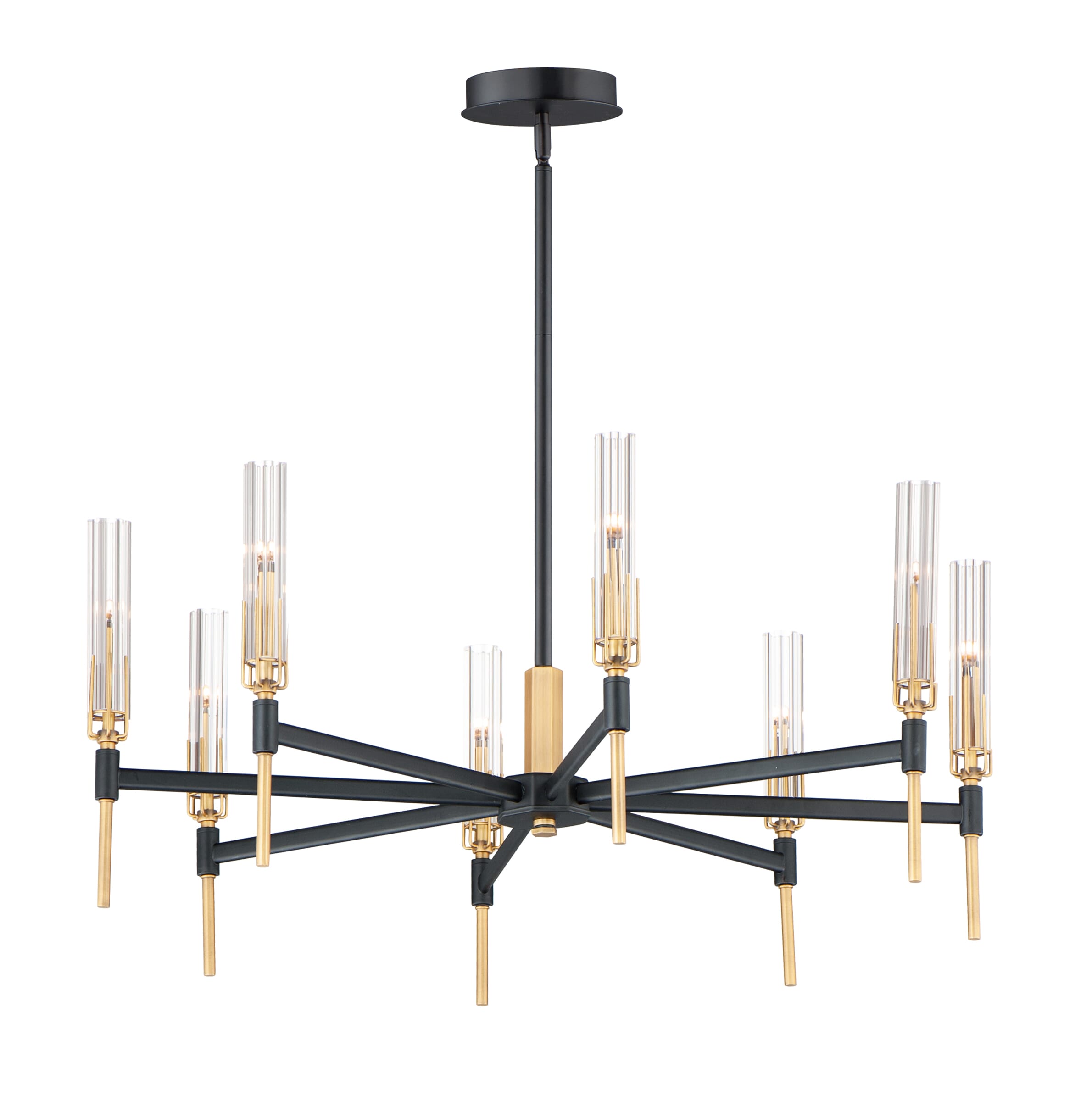 Maxim Flambeau 8-Light Transitional Chandelier in Black and Antique Brass