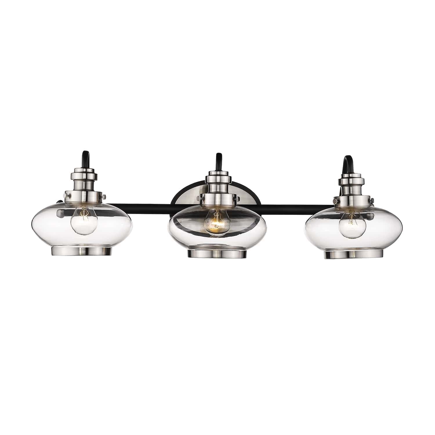 Millennium Lighting 3-Light 29" Bathroom Vanity Light in Matte Black and Satin Nickel