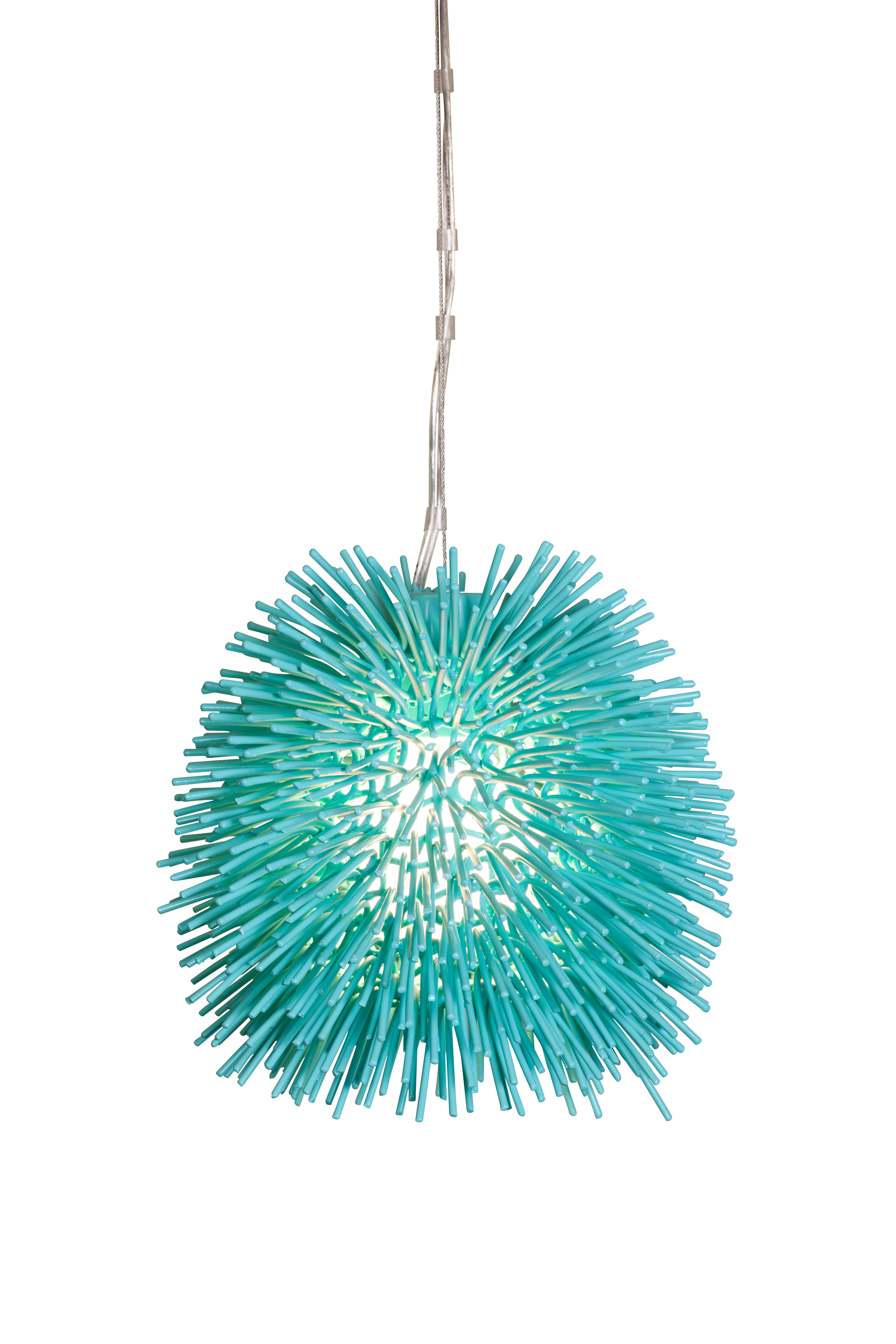 Varaluz Urchin Mini Pendant in Aqua Velvet