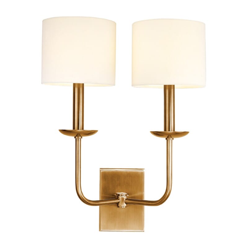 Hudson Valley Kings Point 2-Light 19" Wall Sconce in Aged Brass