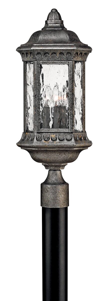 Hinkley Regal 3-Light Outdoor Post Top Pier Mount in Black Granite