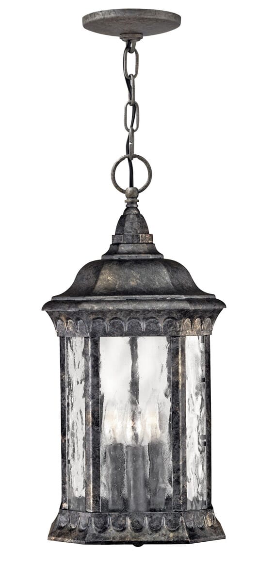 Hinkley Regal 3-Light Outdoor Hanging Light in Black Granite