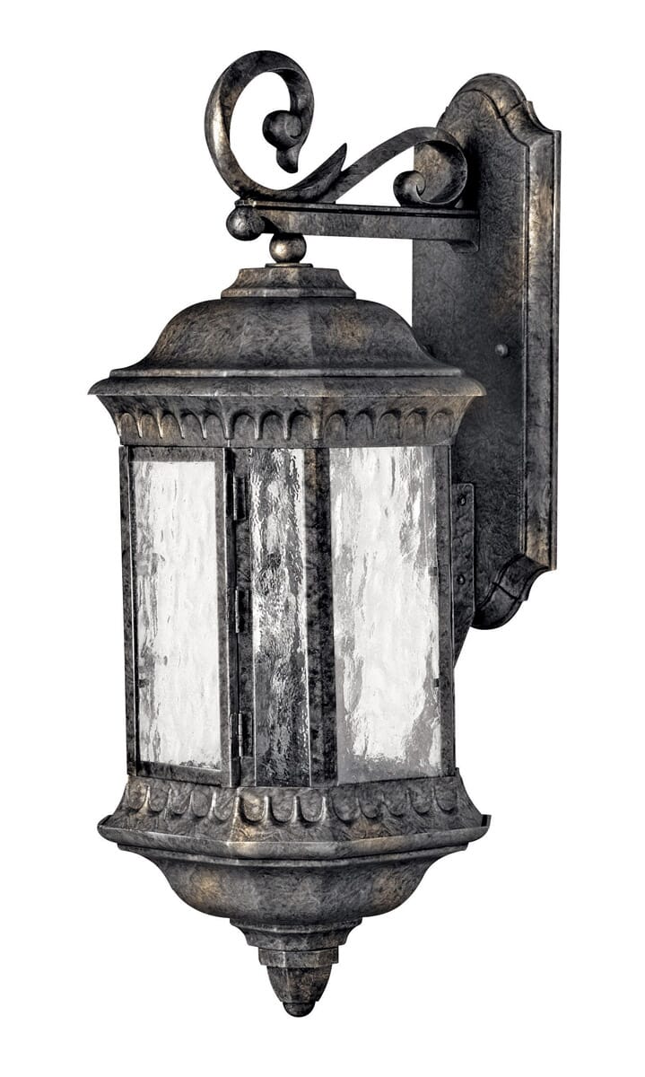 Hinkley Regal 3-Light Outdoor Medium Wall Mount in Black Granite