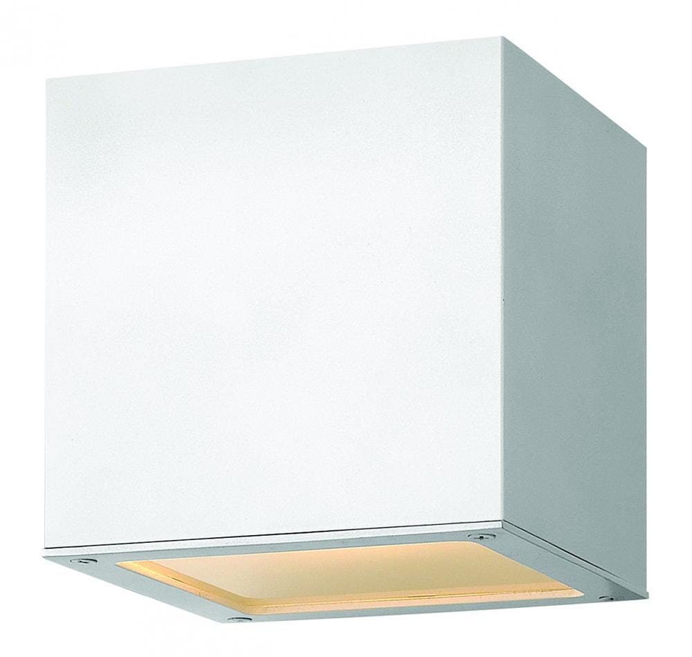 Hinkley Kube 1-Light LED Outdoor Small Wall Mount in Satin White