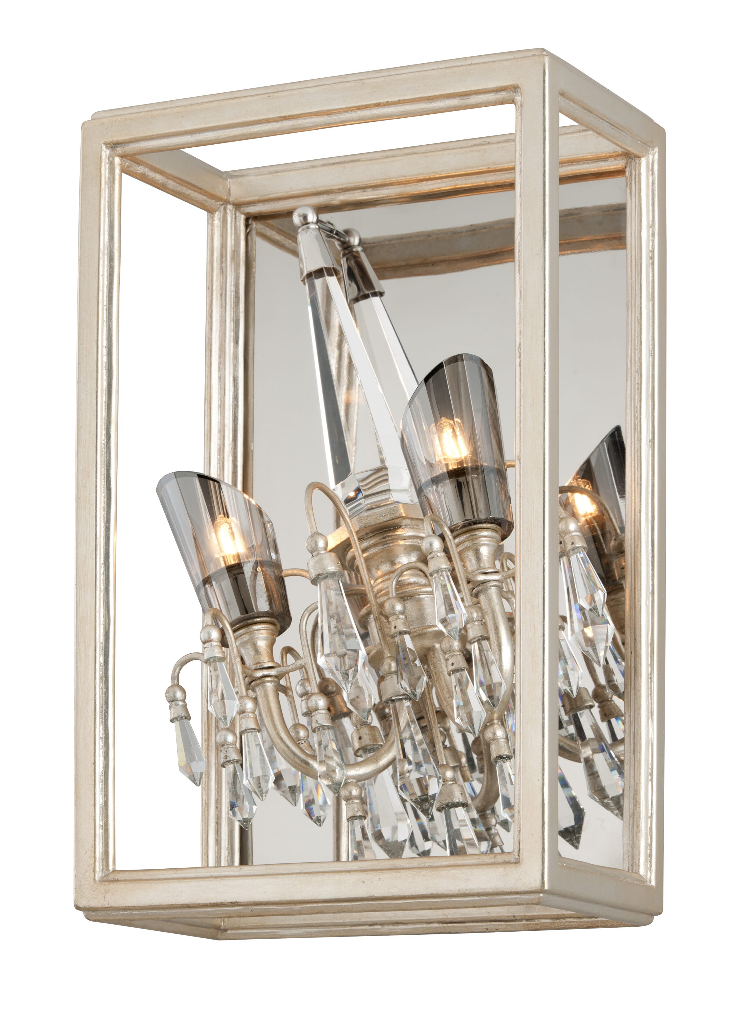 Corbett Houdini 2-Light Wall Sconce in Silver And Gold Leaf And Stainless