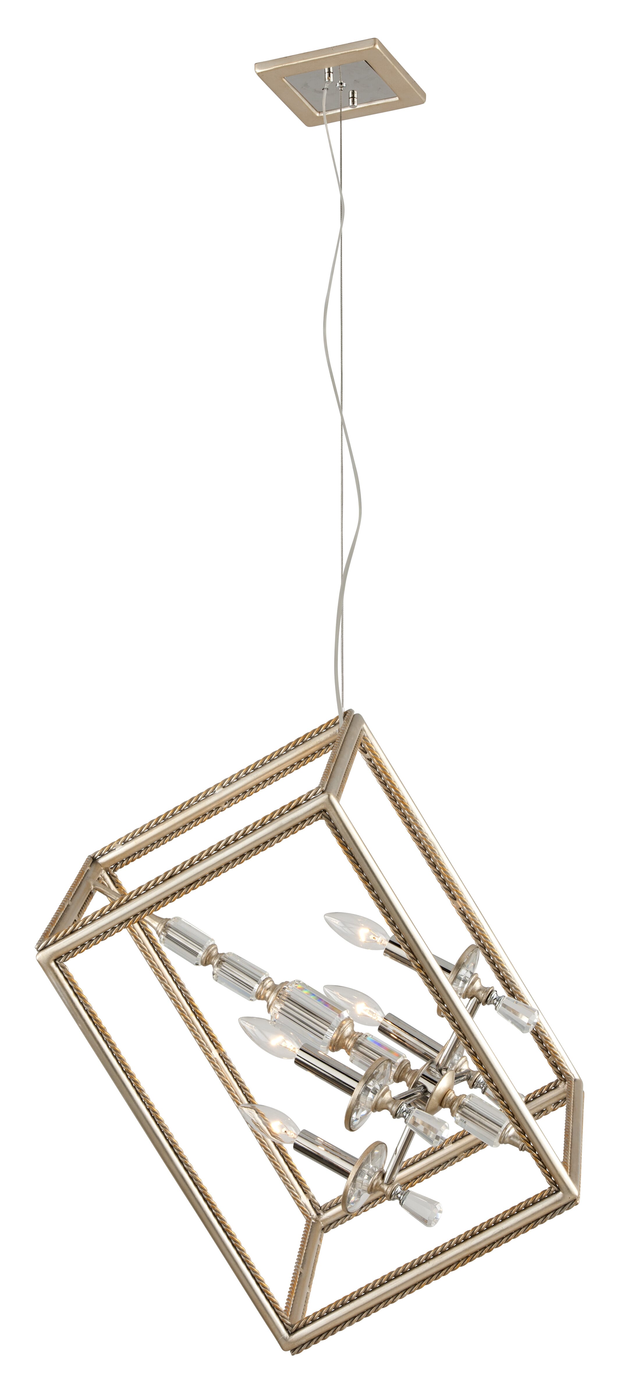 Corbett Houdini 4-Light Pendant Light in Silver And Gold Leaf And Stainless