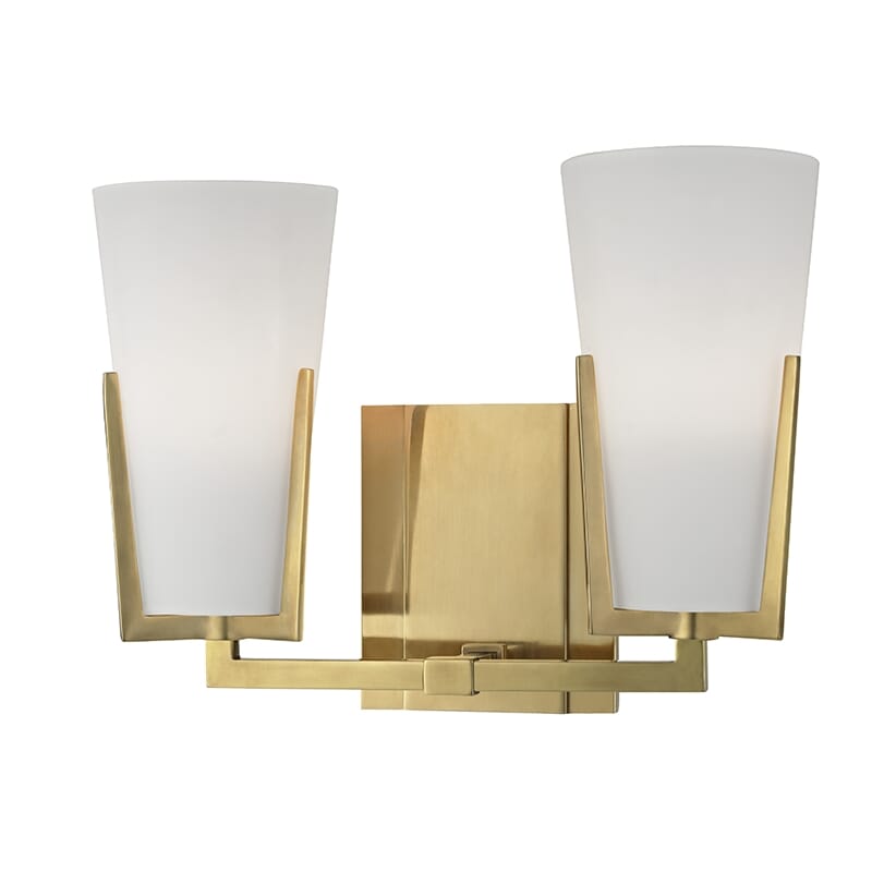 Hudson Valley Upton 2-Light 12" Bathroom Vanity Light in Aged Brass