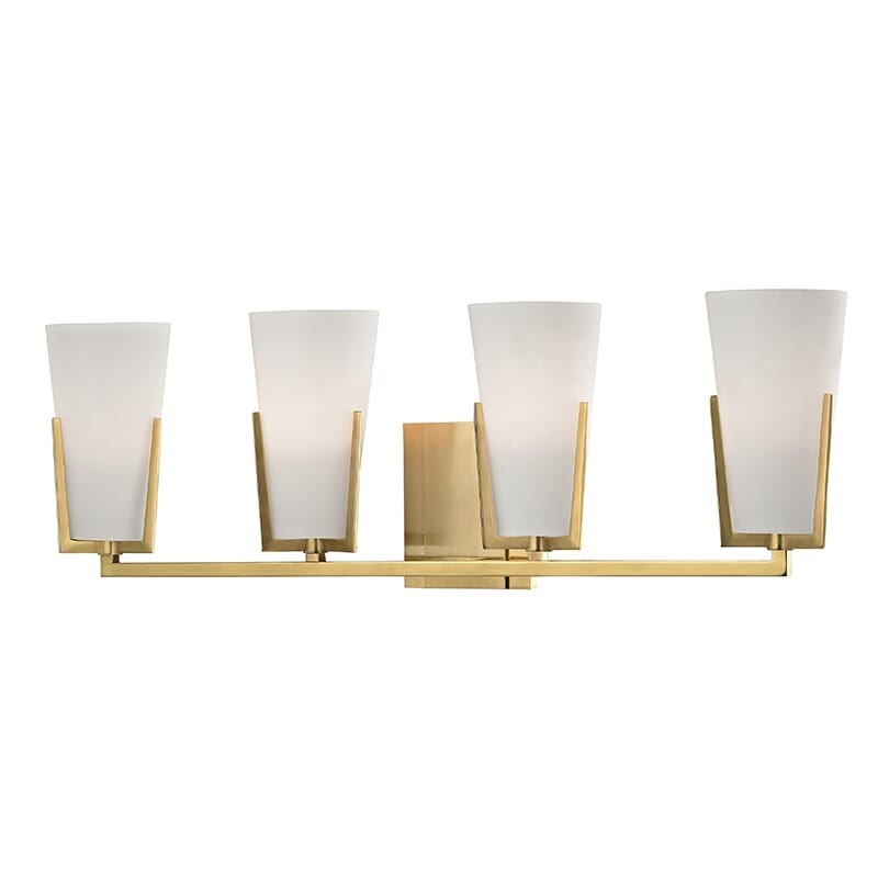 Hudson Valley Upton 4-Light 26" Bathroom Vanity Light in Aged Brass