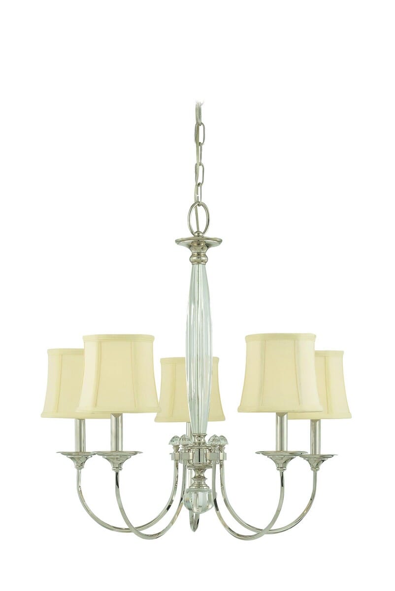 Hudson Valley Rockville 5-Light Chandelier in Polished Nickel