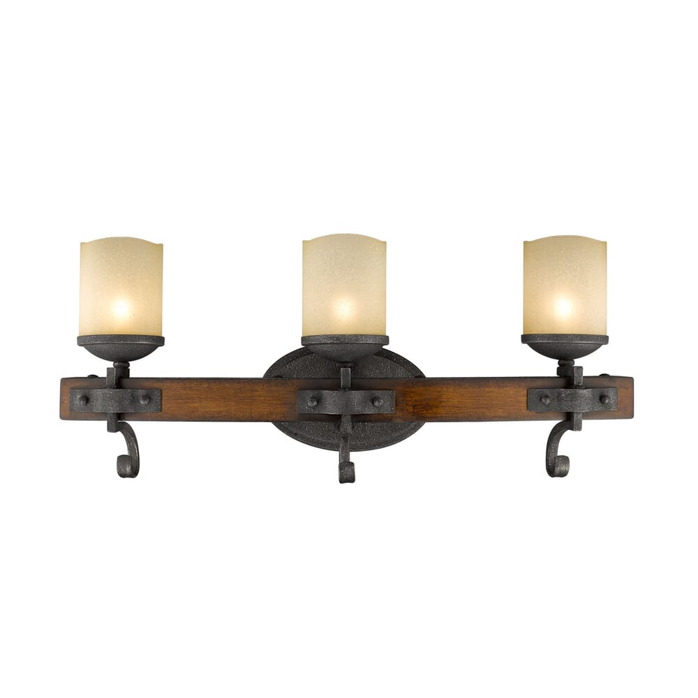 Golden Madera 3-Light 24" Bathroom Vanity Light in Black Iron