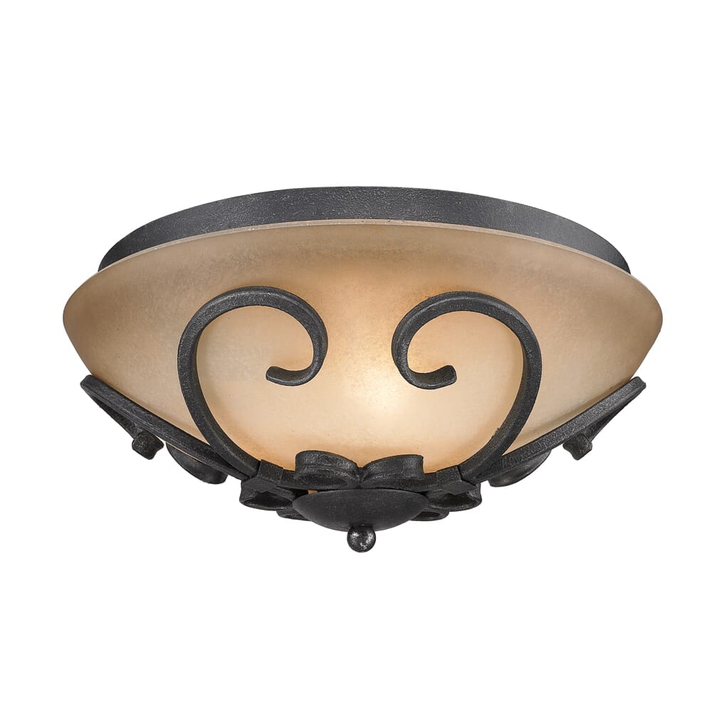 Golden Madera 3-Light 13" Ceiling Light in Black Iron