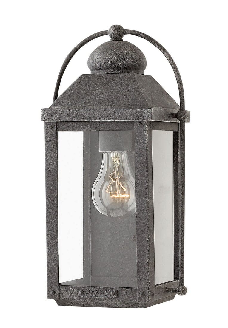 Hinkley Anchorage 1-Light Outdoor Small Wall Sconce in Aged Zinc